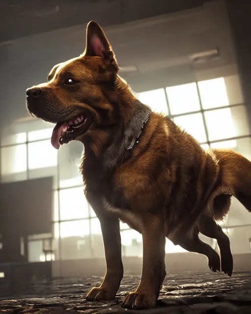 Image similar to dog, hyper realism, cinematic, volumetric lighting, dramatic ambient lighting, epic composition, high detail, octane render, unreal engine, 8 k, professional photo, photorealistic, intricate complexity, extremely detailed,