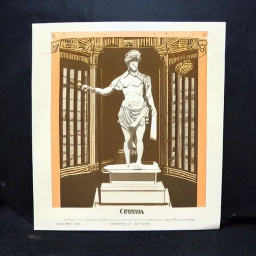 Image similar to Victorian era print of a roman Statue 60's 70's Japanese Album Cover Art