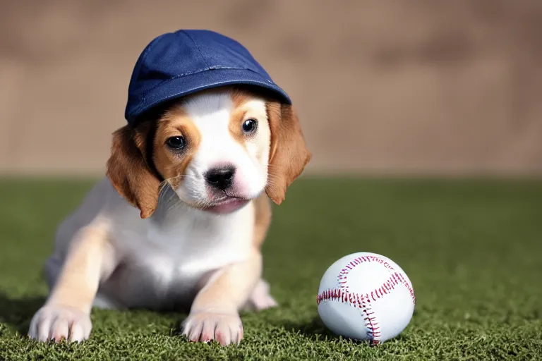 puppy with a cool baseball cap, 4k, Stable Diffusion