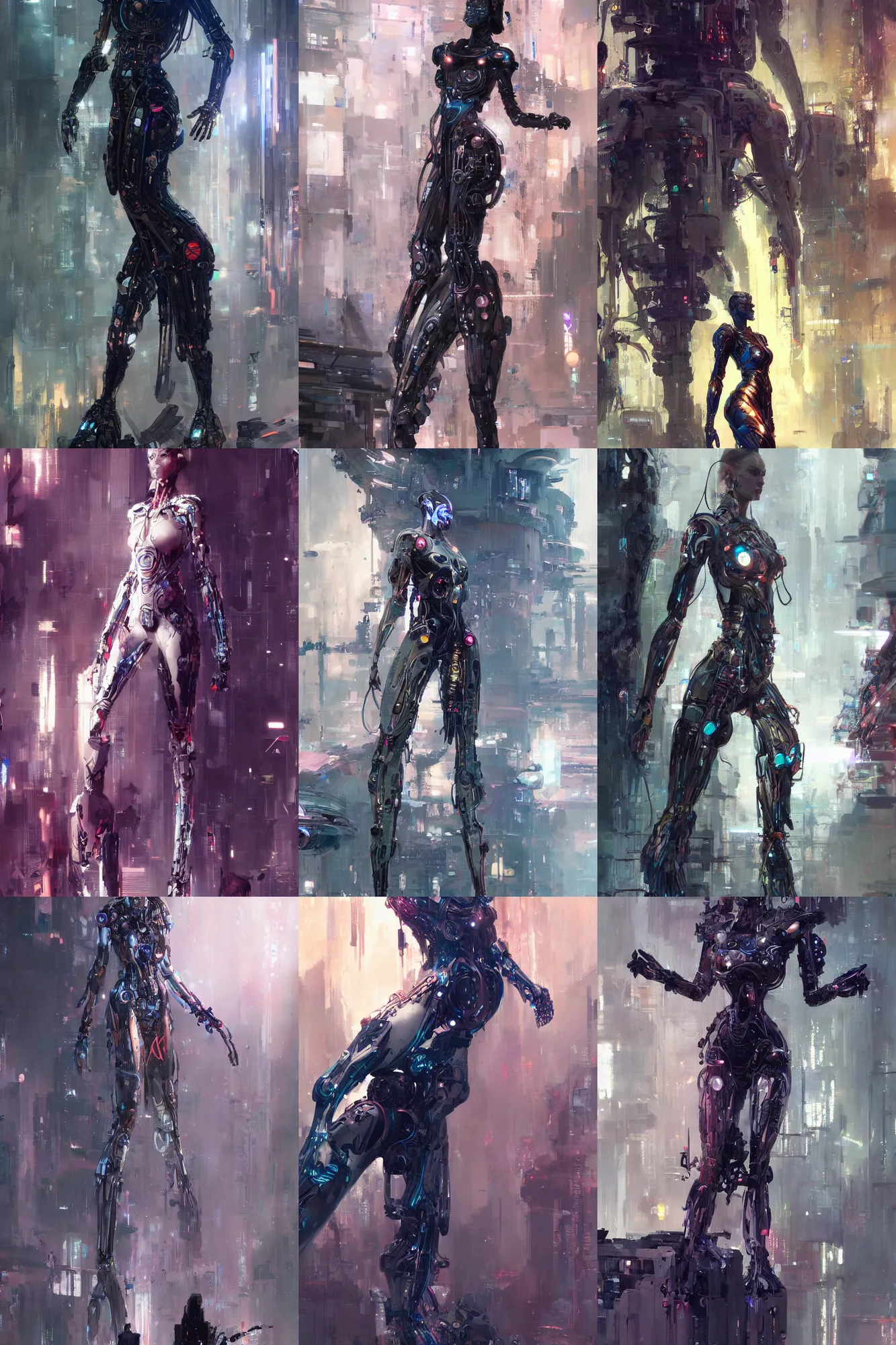 Prompt: A cybernetic tall woman by Wadim Kashin