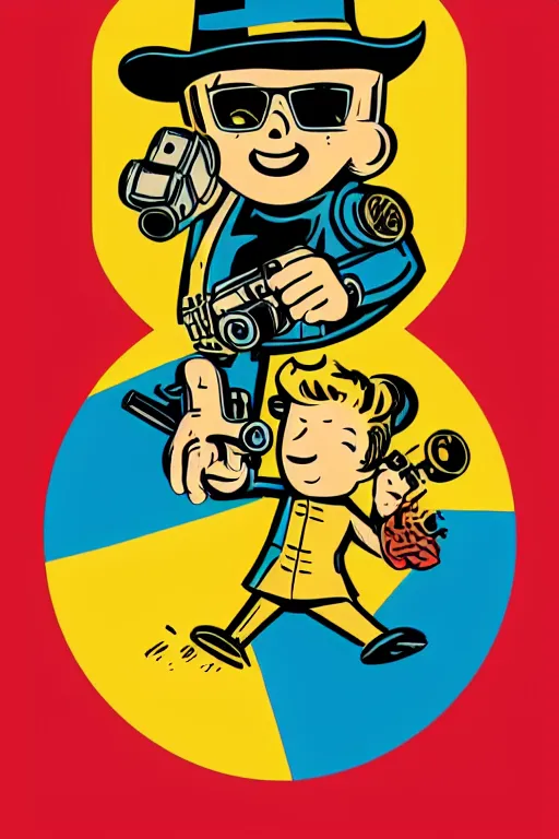 Image similar to fallout 7 6 retro futurist illustration art by butcher billy, sticker, colorful, illustration, highly detailed, simple, smooth and clean vector curves, no jagged lines, vector art, smooth andy warhol style