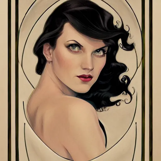 Image similar to a streamline moderne, ( art nouveau ), portrait in the style of charlie bowater, and in the style of donato giancola, and in the style of charles dulac. intelligent, beautiful eyes. symmetry, ultrasharp focus, dramatic lighting, semirealism, intricate symmetrical ultrafine background detail.