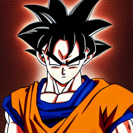 Prompt: Goku, head and shoulders portrait, studio lighting