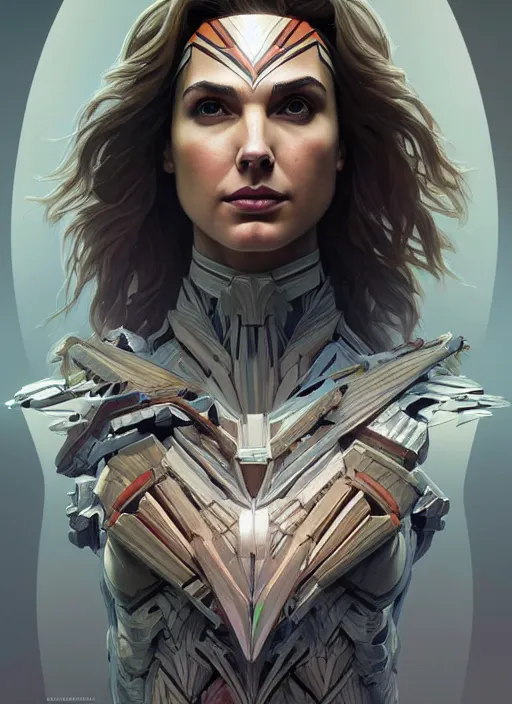 Prompt: symmetry!! portrait of gal gadot, floral! horizon zero dawn machine, intricate, elegant, highly detailed, digital painting, artstation, concept art, smooth, sharp focus, illustration, art by artgerm and greg rutkowski and alphonse mucha, 8 k