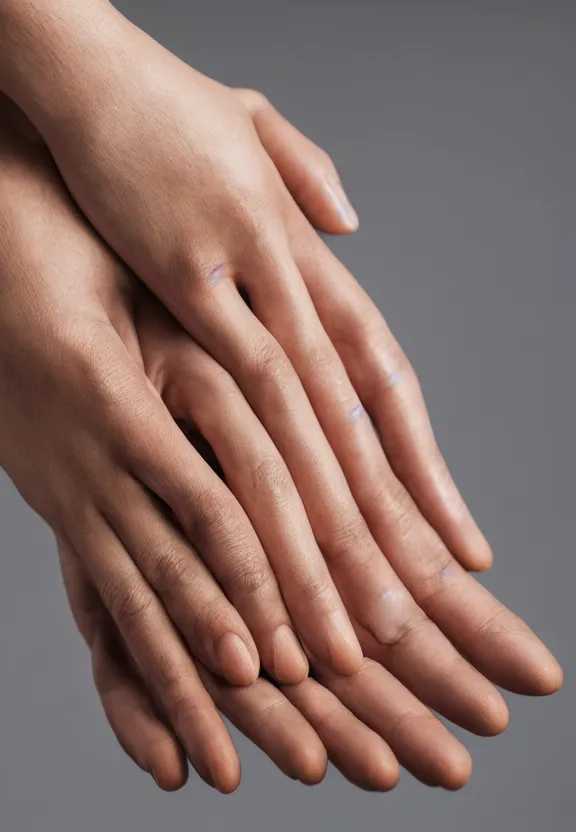 Image similar to photorealistic woman's palm, studio photo, 9 0 mm, f / 1. 4