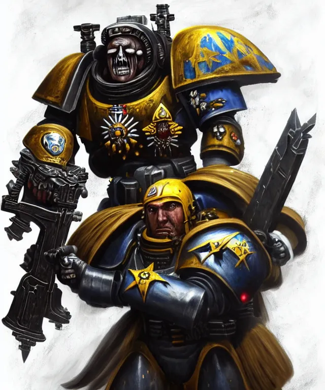 Image similar to Keir Starmer as a Warhammer 40k Space Marine, portrait, highly detailed, intricate, concept art, artstation