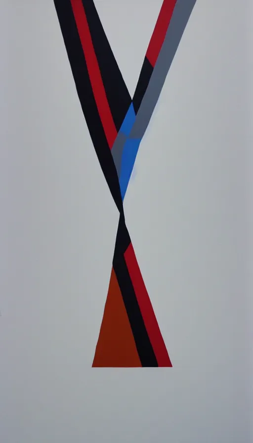 Image similar to a painting of a tie on a white wall, a minimalist painting by anthony caro and antony gormley, geometric abstract art, minimalist, 3 d