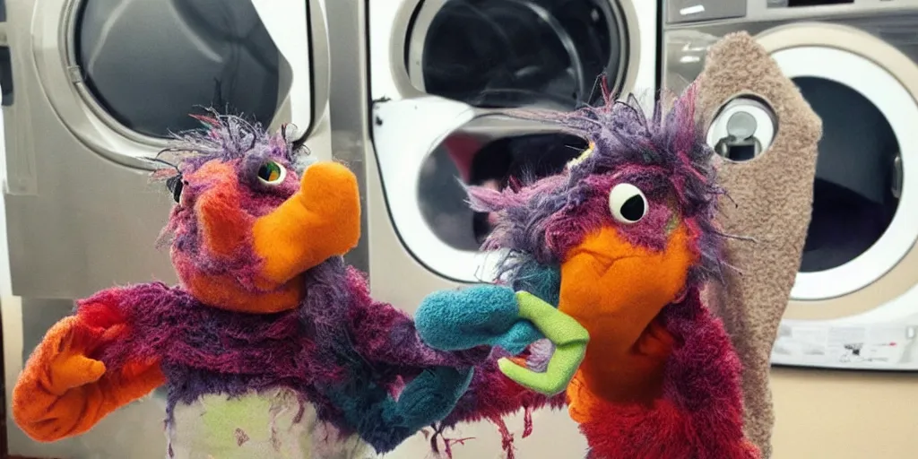 Image similar to “ silly monster eating socks in dryer by jim henson ”