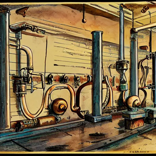 Image similar to a boiler room, color