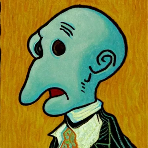 Prompt: handsome squidward portrait, van gogh art style, chad