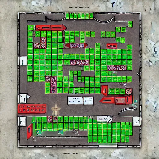 Prompt: dungeons and dragons grid battle map for an urban modern parking lot