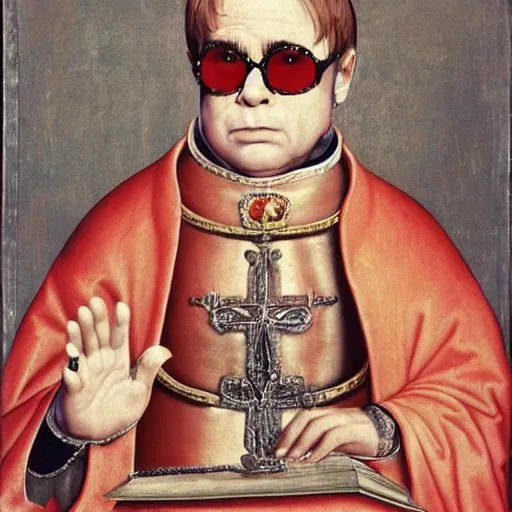 Image similar to Elton John as the pope in renaissance style