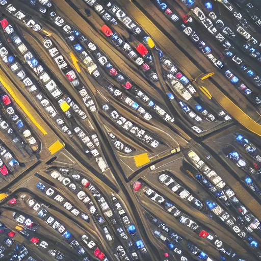 Image similar to macro photo of a large city hyper realistic with a lot of cars driving around