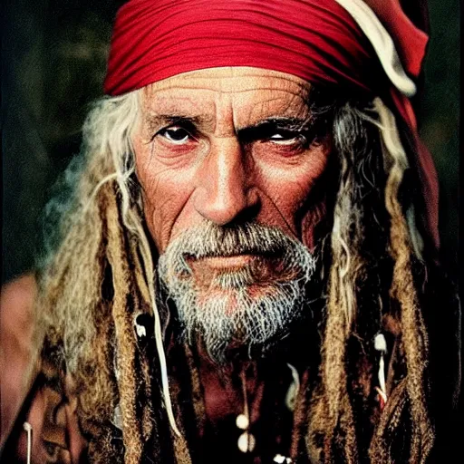 Prompt: portrait of an expressive face of an old pirate by annie leibovitz