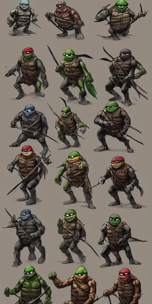 Image similar to Teenage mutant ninja turtle character concept art by carlos huante