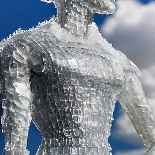 Image similar to made of ice, a realistic detailed photo of a guy who is an attractive humanoid who is half robot and half humanoid, who is a male android, on display, blank stare, showing off his muscles, shiny skin, posing like a statue, by the pool, frozen ice statue, f 1 driver pierre gasly, humanoid robot