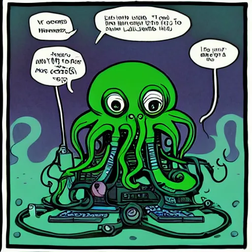 Prompt: cthulhu playing the synthesizer