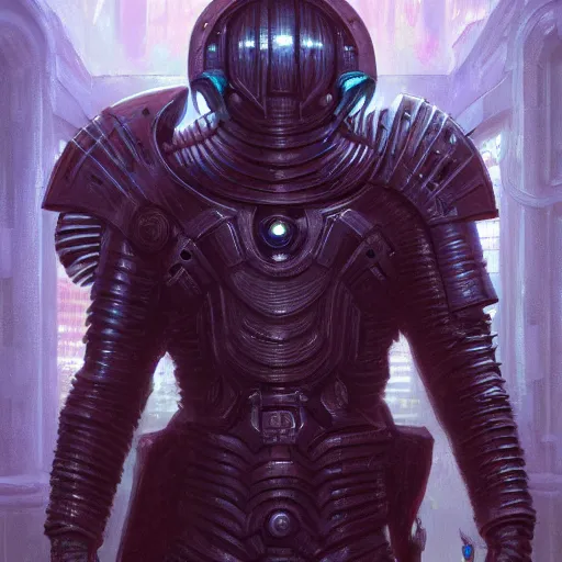 Prompt: the eldritch void knight as a realistic d & d cyberpunk knight, closeup portrait art by donato giancola and greg rutkowski, vintage retro scifi, realistic face, digital art, trending on artstation, symmetry!!