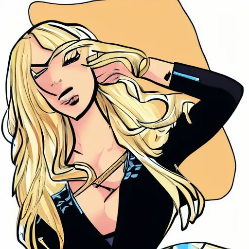 Image similar to blonde girl wearing an decent outfit hero, digital artwork in hero comic art style, shaped details