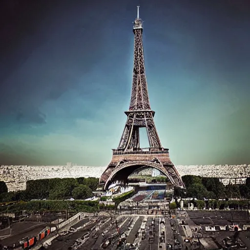 Image similar to extreme wide angle photograph of the eiffel tower by murad osmann,