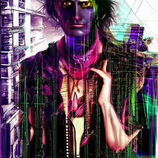Prompt: warlock architect cyberpunk realism, haunting, photo realism, style of david lachapelle, 3 5 mm