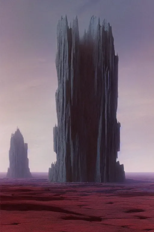 Image similar to emissary building from crait but on the surface of the planet dathomir by arthur haas and bruce pennington and john schoenherr, cinematic matte painting, 8 k, dark color palate