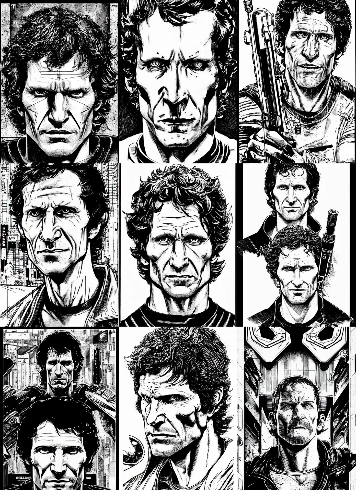 Prompt: todd howard, portrait, cyberpunk 2 0 2 0 manual, by steampoweredmikej, by tim bradstreet, inktober, ink drawing, black and white, coloring pages, manga, highly detailed