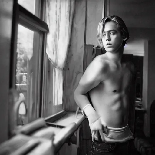 Image similar to cole sprouse photographed by nan goldin