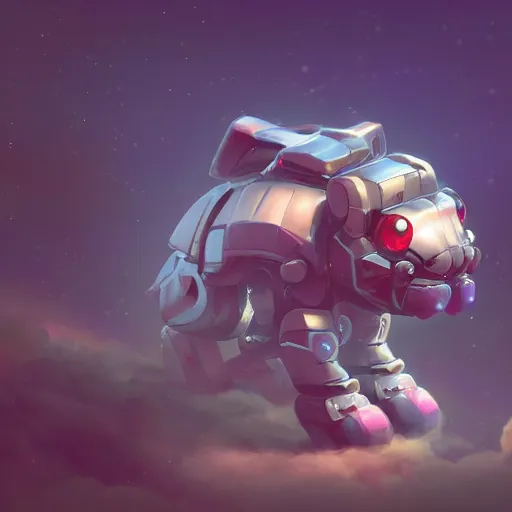 Image similar to 3D Fantasy Cute and adorable mecha piggy floating in space, bright stars, Smooth 3D Illustration, soft render, Servando Lupini, Daniil Kudriavtsev, handpaint texture, Blender, 3DCoat