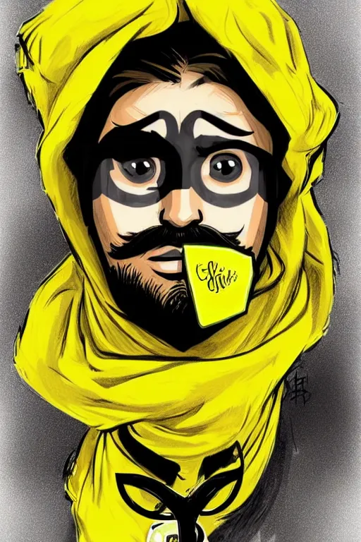 Image similar to saints street gang wear yellow bandanas, and some of them have thick mustaches, full body portrait, artgrem, illustration, concept art, pop art style, dynamic comparison, fantasy, bioshock art style, gta chinatowon art style, hyper realistic, face and body features, without duplication noise, hyperdetails, differentiation, sharp focus, intricate