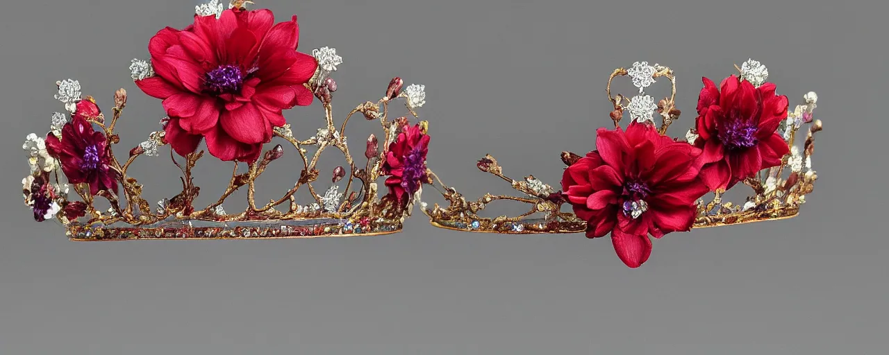 Prompt: Crown of flower and Gemstone