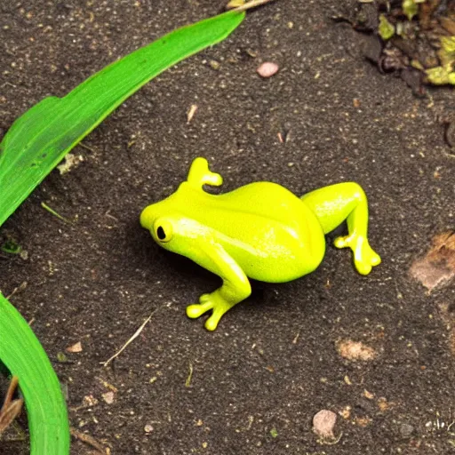 Image similar to a tiny yellow frog