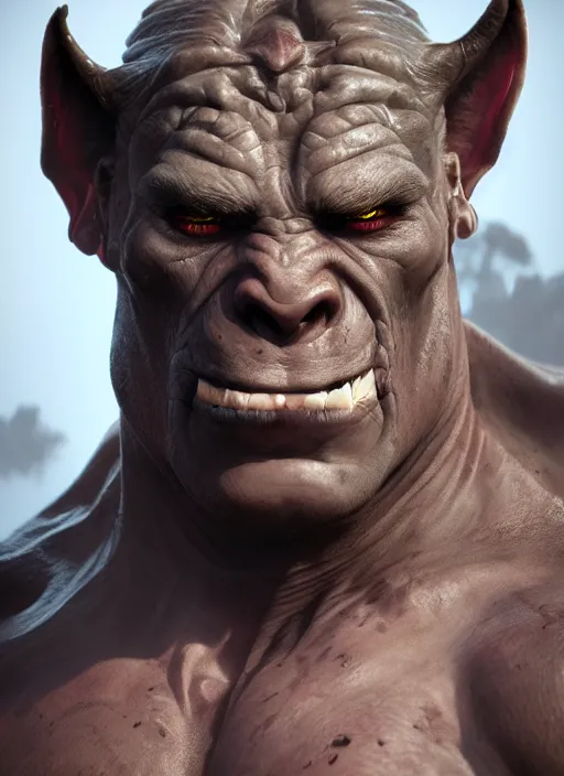 Prompt: A fantasy comic book style portrait painting of a brutal male orc elder, unreal 5, DAZ, hyperrealistic, octane render, cosplay, RPG portrait, dynamic lighting