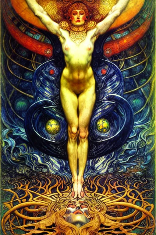 Image similar to Divine Chaos Engine by Karol Bak, Jean Delville, William Blake, Gustav Klimt, and Vincent Van Gogh, symbolist, visionary