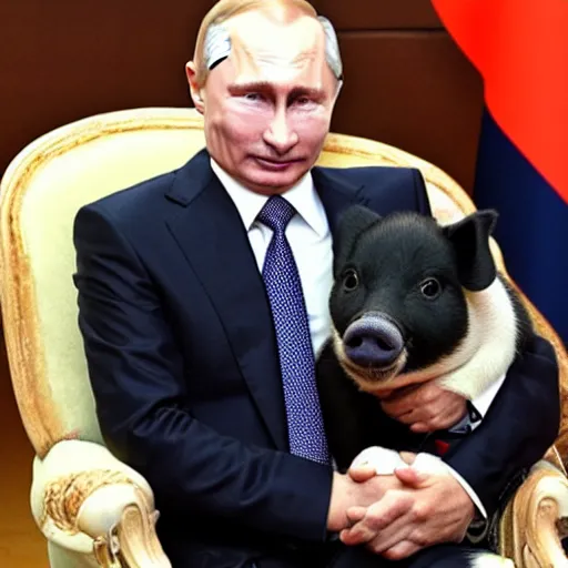 Image similar to putin with pig nose and dog ears