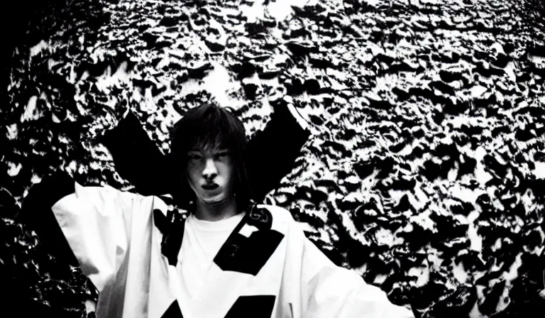 Image similar to Bladee!!!! ascends to Heaven!!!!, are-bure-boke, 35mm film, by Daido Moriyama