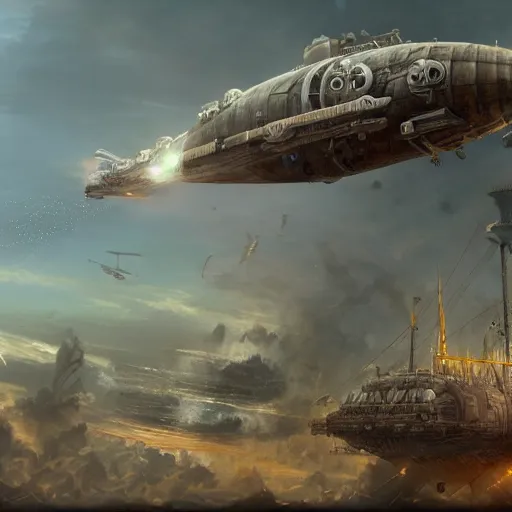 Prompt: a heavily armed airship shaped like a manatee, steampunk, ultra realistic, concept art, intricate details, highly detailed, photorealistic, octane render, 8 k, unreal engine, art by frank frazetta, simon bisley, brom