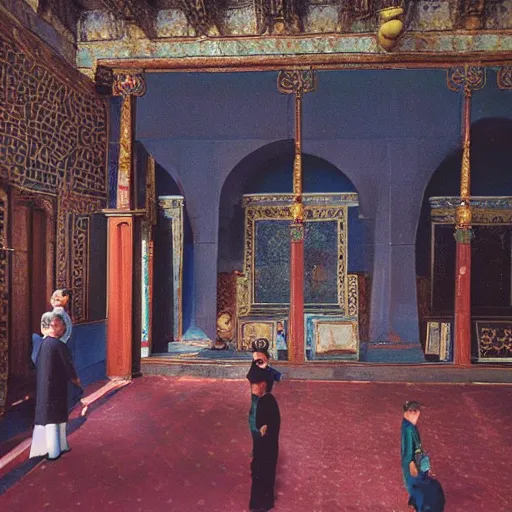 Prompt: inside topkapi palace, jewel thieves, 1963, Kodachrome film