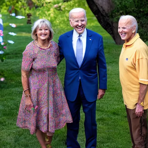 Prompt: hasbulla and joe biden at a tea party outside, well lit, realistic, photogenic, global illumination, in focus