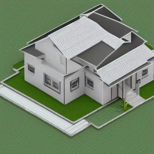 Image similar to 2D image of a house set against a 3D grid