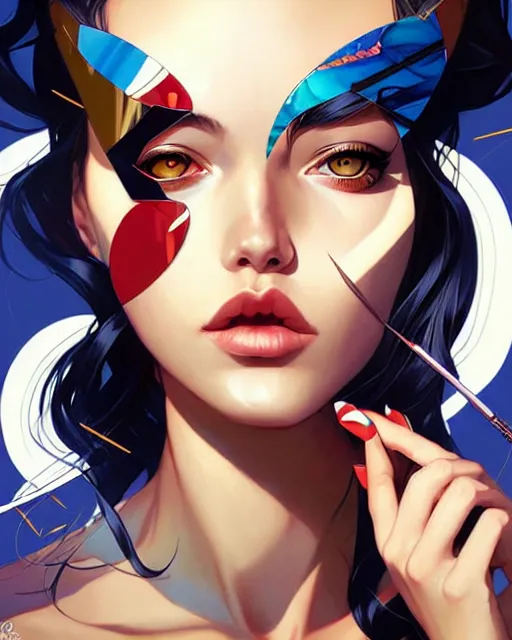 Image similar to artgerm, joshua middleton and sandra chevrier comic cover art, prettyanime girl in bikini, symmetrical eyes, scales, beautiful, rim lighting, vivid colors