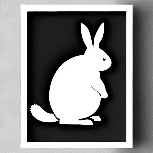 Image similar to book illustration of big chungus, book illustration, monochromatic, white background, black and white image