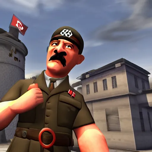 Image similar to adolf hitler in team fortress 2, pc, gameplay, valve, steam,