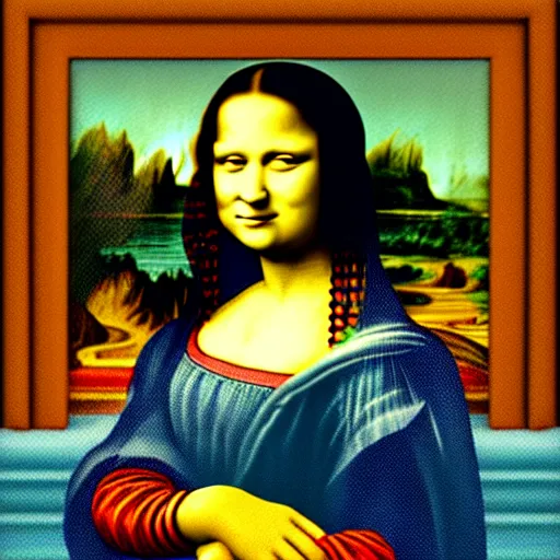Image similar to a portrait of Super Mario in the style of the Mona Lisa