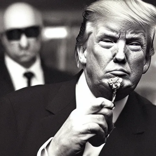 Image similar to a photo of donald trump smoking a cigar, award winning photograph