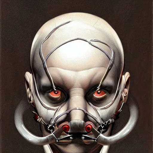 Prompt: ! dream hannibal lector, in the style of gerald brom, symmetry, smooth, sharp focus, semi - realism, intricate detail