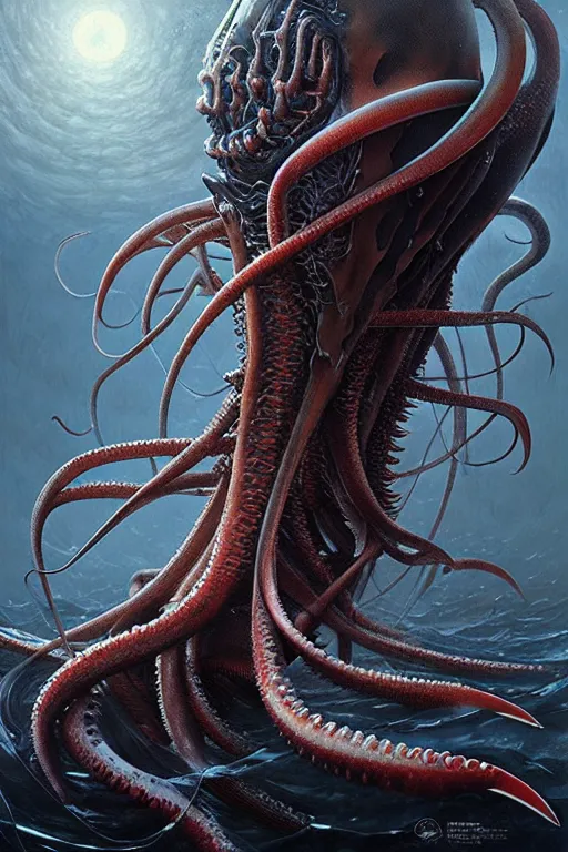 Image similar to giant squid by anna podedworna, ayami kojima, greg rutkowski, giger, maxim verehin