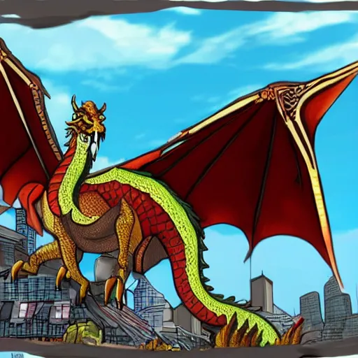 Prompt: Mythical Dragon in the form of GTA art Style