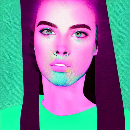 Prompt: vaporwave 9 0 s style face portrait of nata lee ( @ natalee 0 0 7 ), digital art