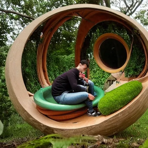 Prompt: sitting inside a sphere is an entire ecosystem made of plasticine